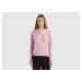 Benetton, Marl Pink Crew Neck Sweater In Pure Merino Wool