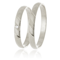 Snubní prsteny z bílého zlata SNUB0143B + DÁREK ZDARMA