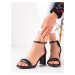 Trendy černé sandály dámské na širokém podpatku