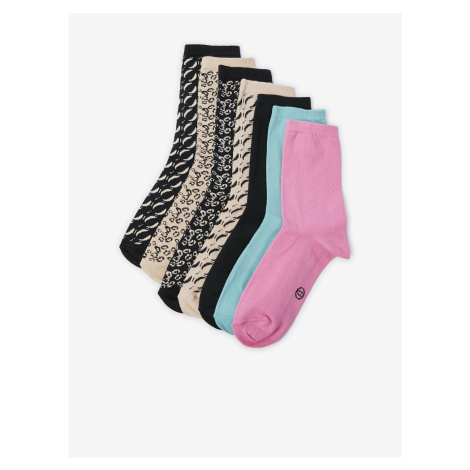 Sada sedmi párů dámských ponožek v béžové a černé barvě ORSAY