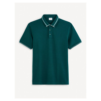 Tmavě zelené pánské basic polo tričko Celio Geden