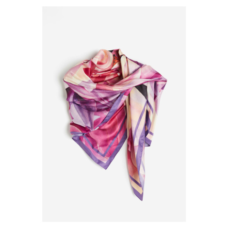 H & M - Saténový šátek's potiskem - růžová H&M