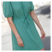Jednobarevné rovné šaty, recyklovaný krep (**)