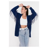 Trendyol Navy Blue Tulle Knitwear Cardigan