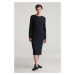 ŠATY GANT TEXTURED KNIT DRESS EVENING BLUE