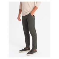 Ombre Clothing Chinos khaki kalhoty klasického střihu V3 PACP-0183