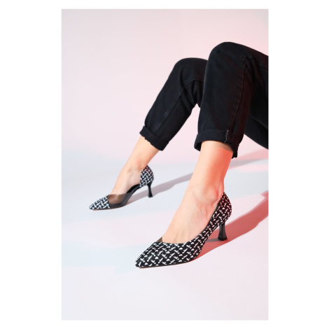 LuviShoes CHEVY Dámské boty s černobílým vzorem a průhledným podpatkem
