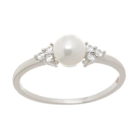 Dámský stříbrný prsten s perlou a zirkony STRP0427F Veroma