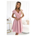 Světle růžové midi šaty s áčkovou sukní