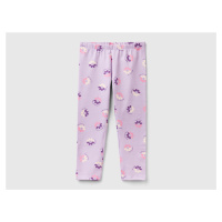 Benetton, Lilac Leggings With Floral Print