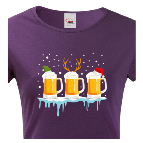 Dámské triko s potiskem Christmas beer - pro pivařky BezvaTriko