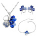 Sisi Jewelry Souprava náhrdelníku, náušnic a náramku Čtyřlístek SET2045-NTSET9554/4 Tmavě modrá 