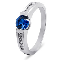 Brilio Silver Okouzlující stříbrný prsten s modrým zirkonem RI022W