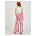 Růžové dámské lněné pruhované kalhoty ORSAY