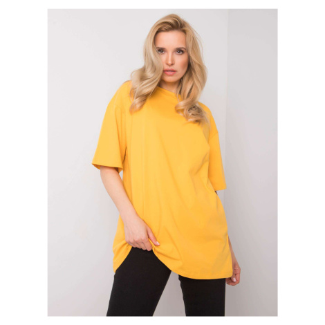 RUE PARIS Tmavě žluté bavlněné tričko Fashionhunters