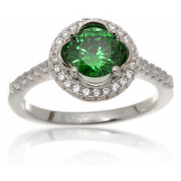Dámský stříbrný prsten se zeleným zirkonem SVLS3101F2