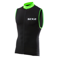 SIX2 Cyklistický dres bez rukávů - BIKE2 STRIPES - černá/zelená