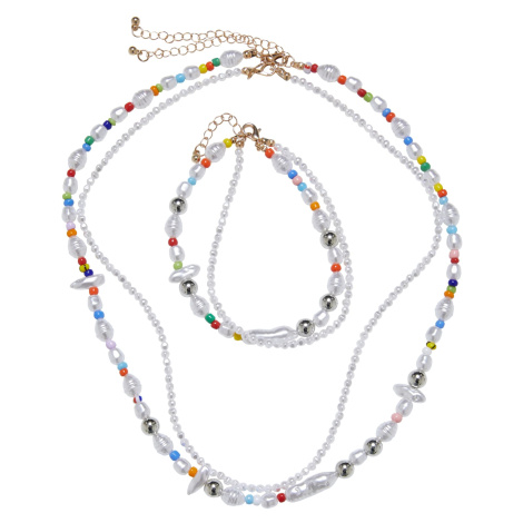 Různé perleťové vrstvení náhrdelník a kotník Set vícebarevné Urban Classics