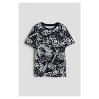 H & M - Bavlněné tričko's potiskem - černá