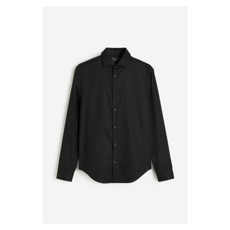 H & M - Košile z bavlny premium Slim Fit - černá H&M