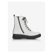 Černo-bílé dámské zateplené kotníkové boty Rieker