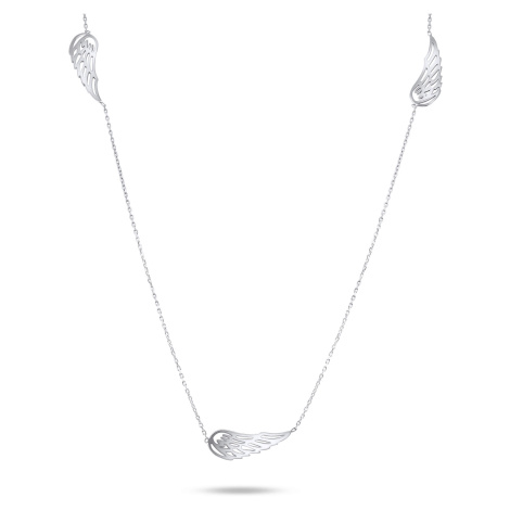 Brilio Hravý náhrdelník z bílého zlata s andělskými křídly NCL067AUW