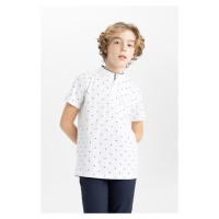 DEFACTO Boy's Judge Collar Patterned Pique Short Sleeve Polo T-Shirt