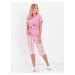 Růžové dámské vzorované pyžamo Edoti
