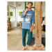 Blancheporte Pyžamo s kalhotami, dlouhými rukávy a potiskem sviště modrá/zelená