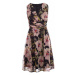 Květované šifonové šaty s výstřihem S225 - ČERNÉ