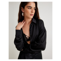 Koton Satin Blouse Long Sleeve Shirt Collar