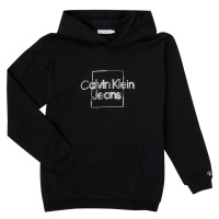 Calvin Klein Jeans METALLIC BOX LOGO RELAXED HOODIE Černá