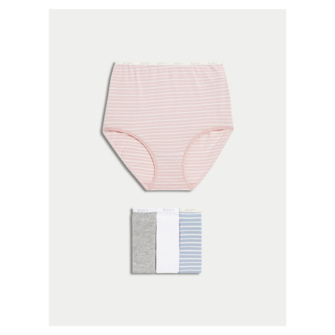 Sada čtyř dámských kalhotek v růžové, šedé, bílé a světle modré barvě Marks & Spencer