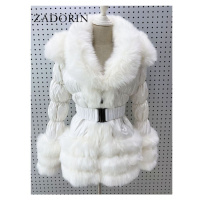 Zimní péřová bunda luxusní s prošíváním a kožíškem