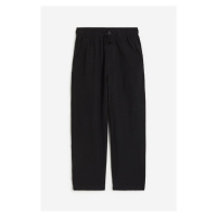 H & M - Kalhoty z lněné směsi Loose Fit - černá