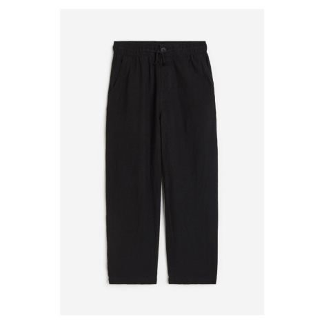 H & M - Kalhoty z lněné směsi Loose Fit - černá H&M