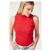 Happiness İstanbul Women's Red Turtleneck Cotton Knitted Blouse