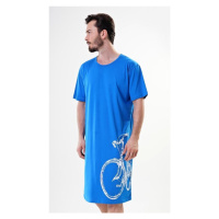 Pánská noční košile s krátkým rukávem Vienetta Secret Velké kolo | tmavě modrá