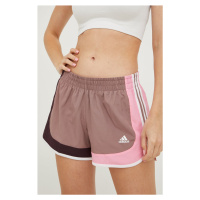 Běžecké šortky adidas Performance Marathon 20 fialová barva, medium waist