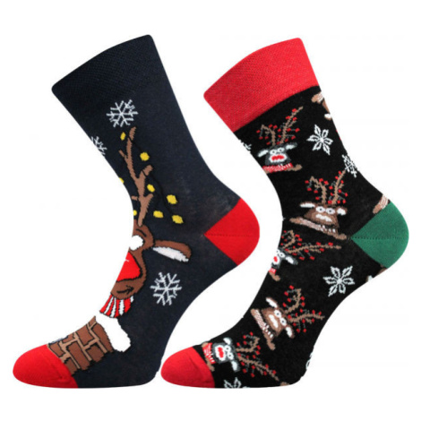 Lonka CHRISTMAS REINDEER 2P Ponožky, černá, velikost