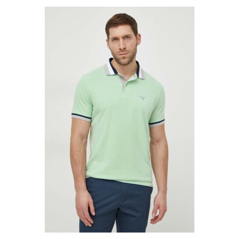 Bavlněné polo tričko Barbour zelená barva