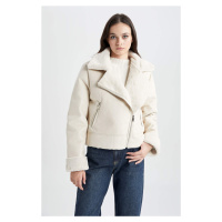 DEFACTO Relax Fit Suede Furry Faux Leather Coat