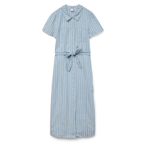 VERO MODA Košilové šaty 'VMVIO' modrá džínovina / bílá