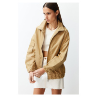 Trendyol Khaki Elastic Waist Bomber Denim Jacket