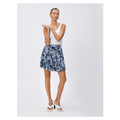 Koton Pleated Mini Skirt Elastic Waist Letter Printed