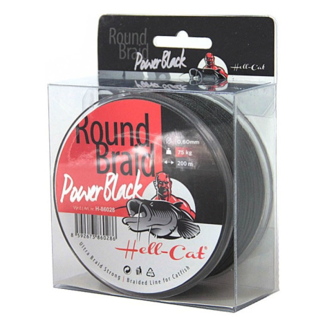 Hell-cat splétaná šňůra round braid power black 200 m-průměr 0,80 mm / nosnost 100 kg