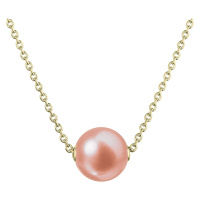 Evolution Group Pozlacený stříbrný náhrdelník s růžovou říční perlou na řetízku 22047.3 pink
