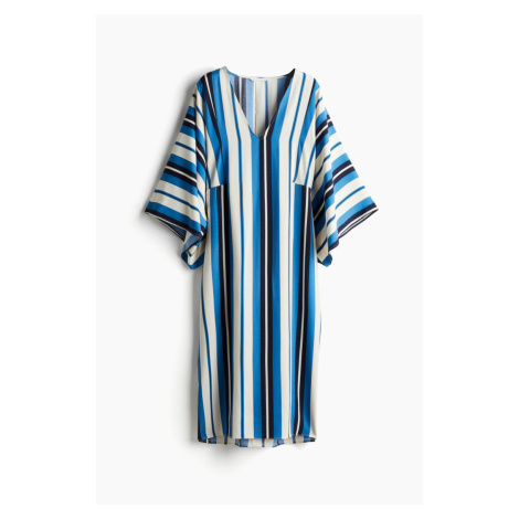 H & M - Kaftanové šaty's výstřihem do V - modrá H&M