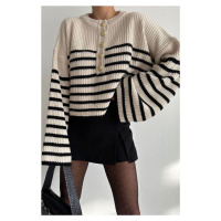 Madmext Beige Crew Neck Women's Knitwear Sweater