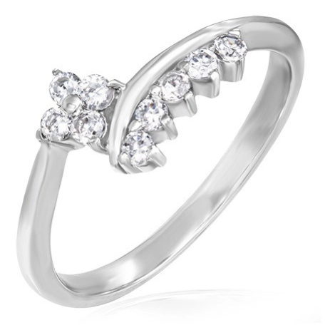 Jemný zásnubní prsten - zirkonový kvítek a lemování Šperky eshop